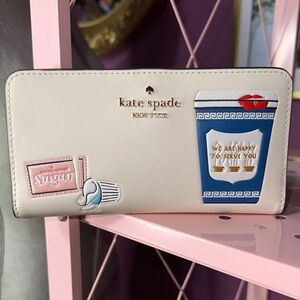 Kate Spade Cream Wallet with Fun Graphics